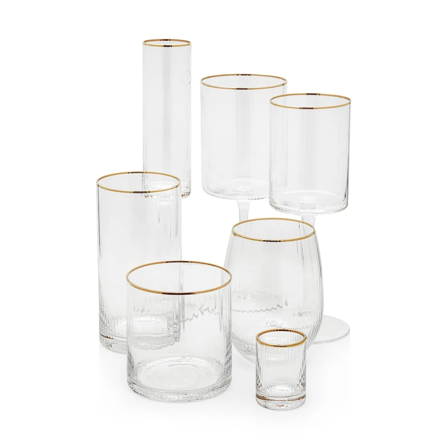 Optic Highball Glass with Gold Rim