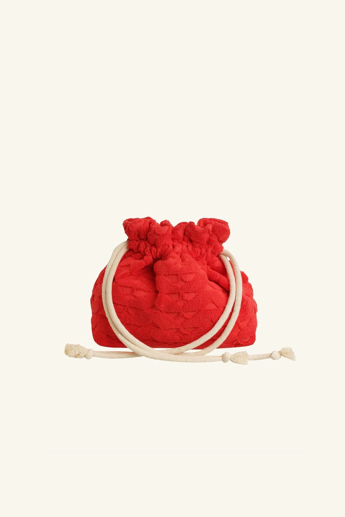 PAULINE TERRY DRAWSTRING BAG - POPPY RED