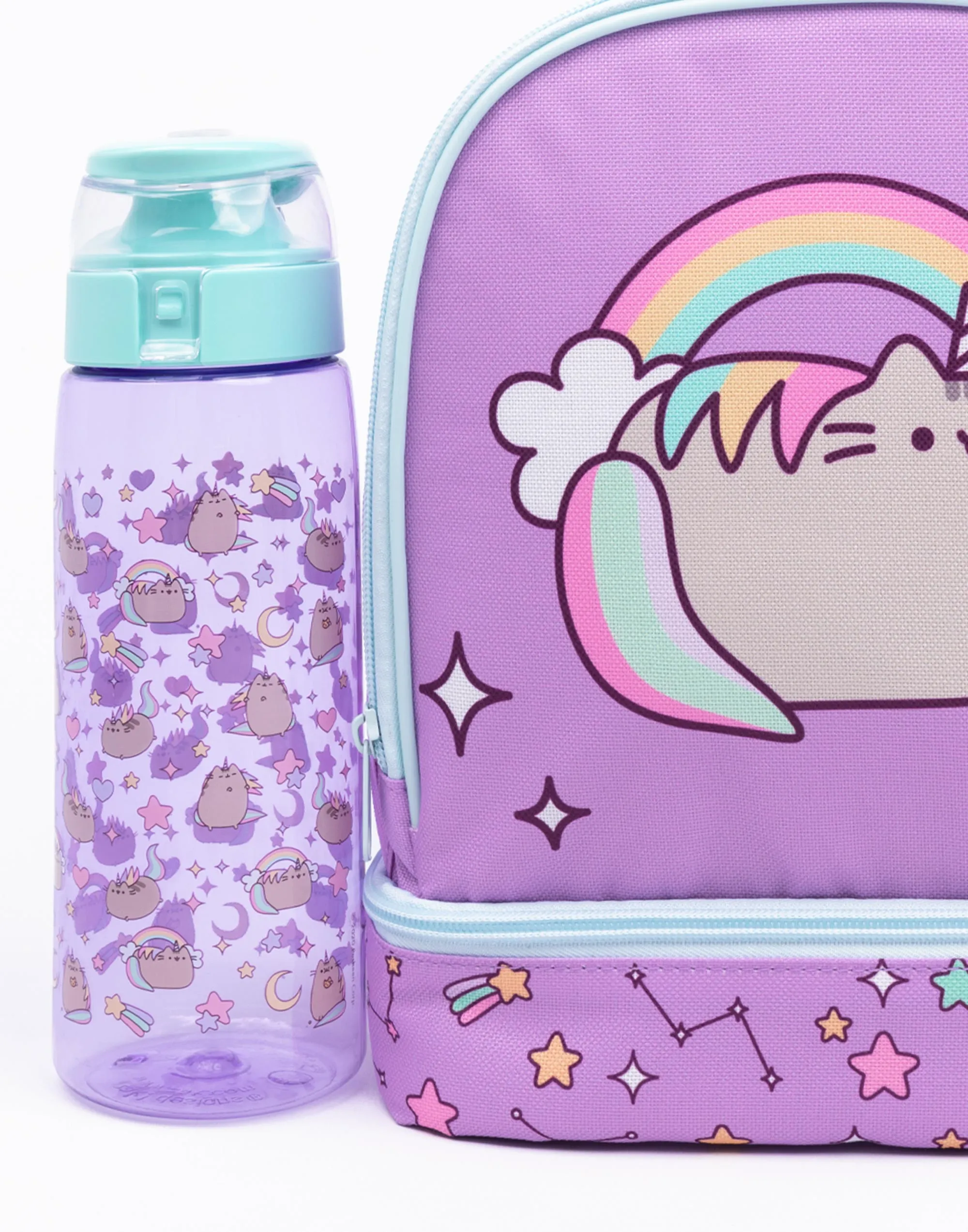 Pusheen The Cat Unicorn Rainbow Lunch Bag, Bottle and Snackpot Set - Purple