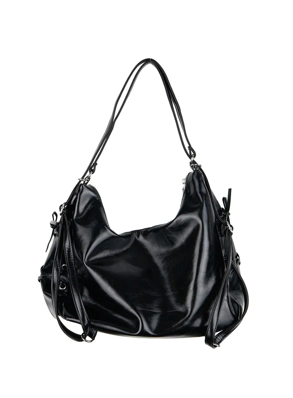 Ribbon Faux Leather Bag IS402