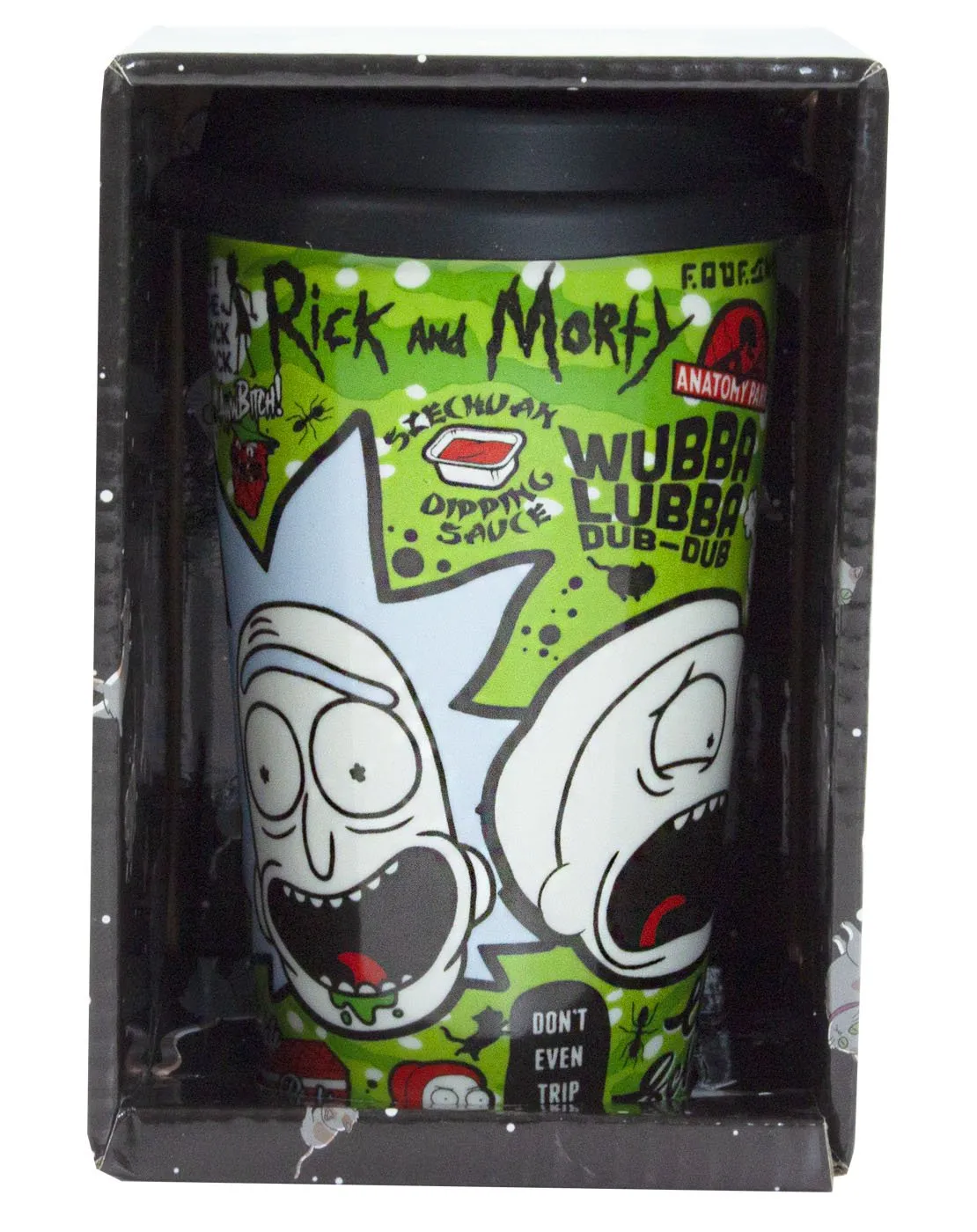 Rick And Morty Quotes Ceramic Green Travel Mug 12oz/340ml