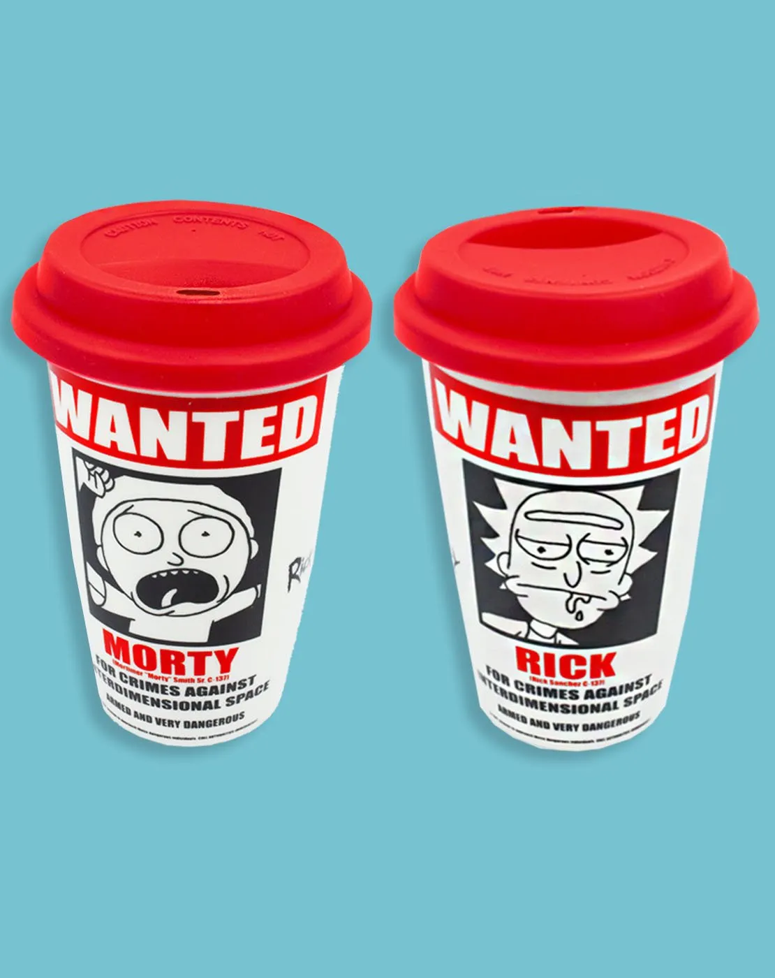 Rick And Morty Wanted Poster White Travel Mug 12oz/340ml