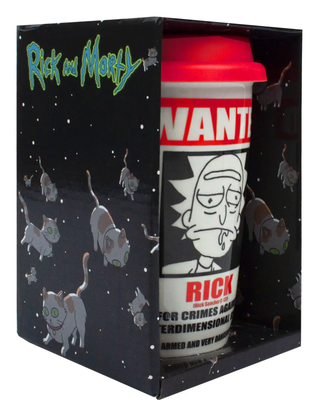 Rick And Morty Wanted Poster White Travel Mug 12oz/340ml