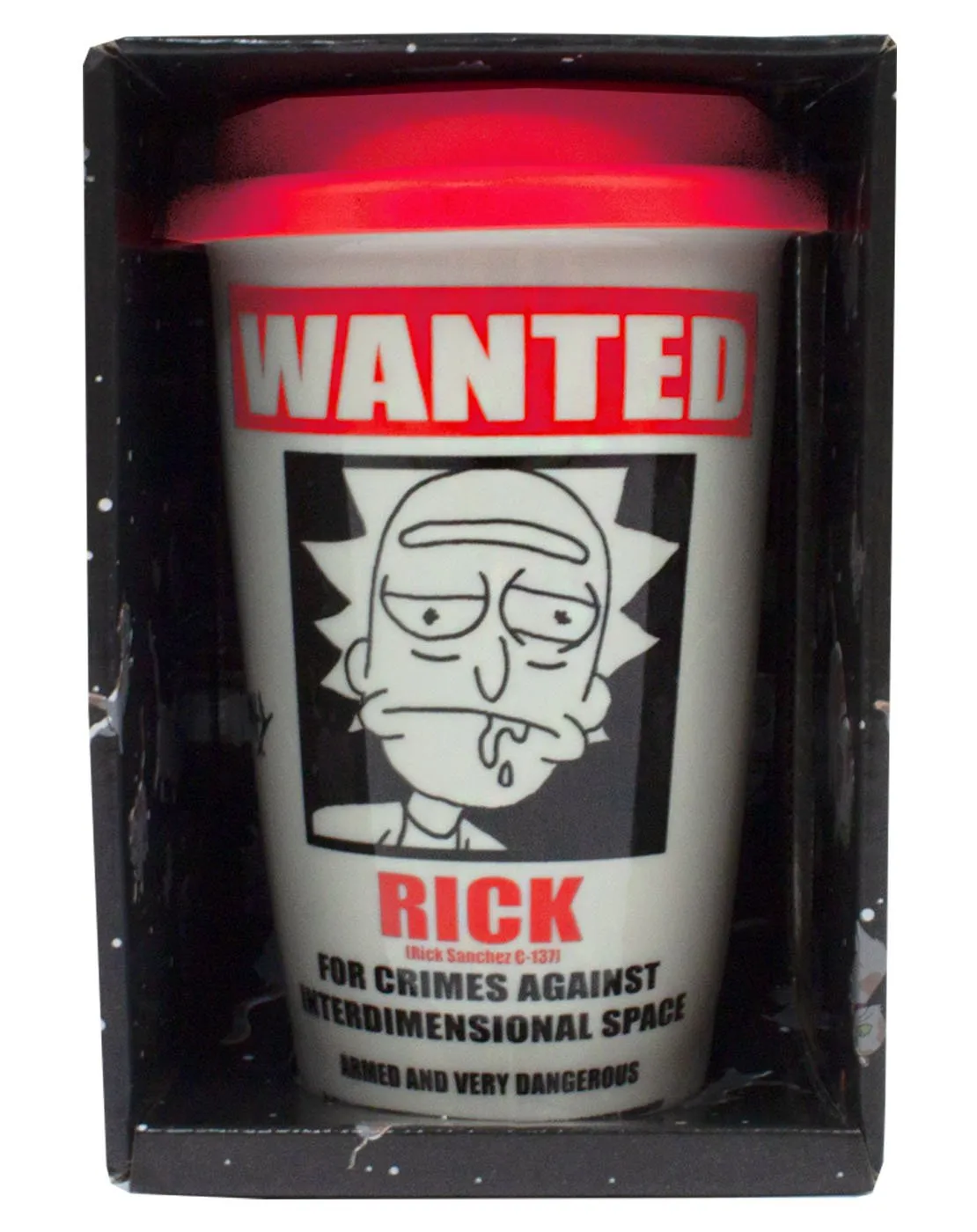 Rick And Morty Wanted Poster White Travel Mug 12oz/340ml