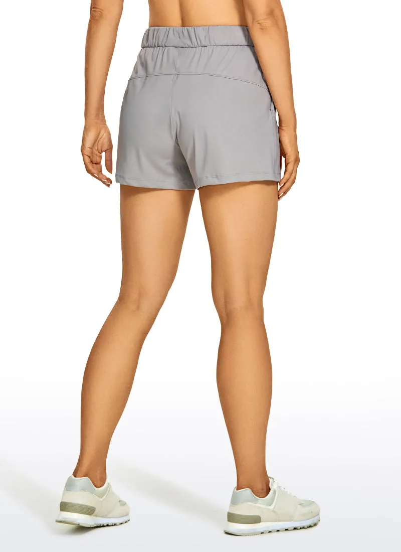 Stretch Mid-Rise Drawstring Shorts with Pockets 3.5"