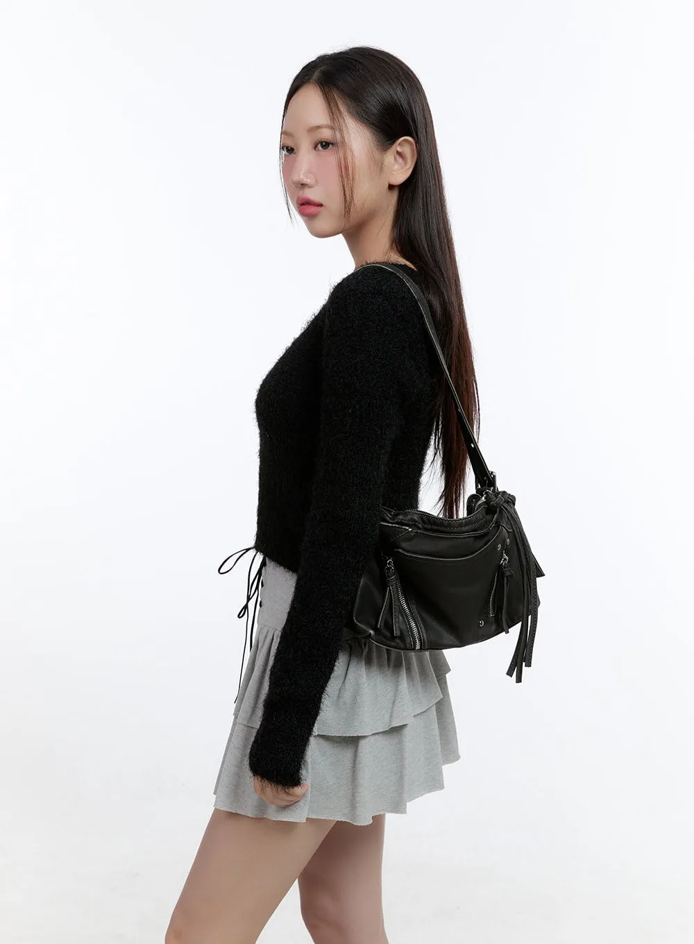 Stylish Buckled Faux Leather Bag CS406