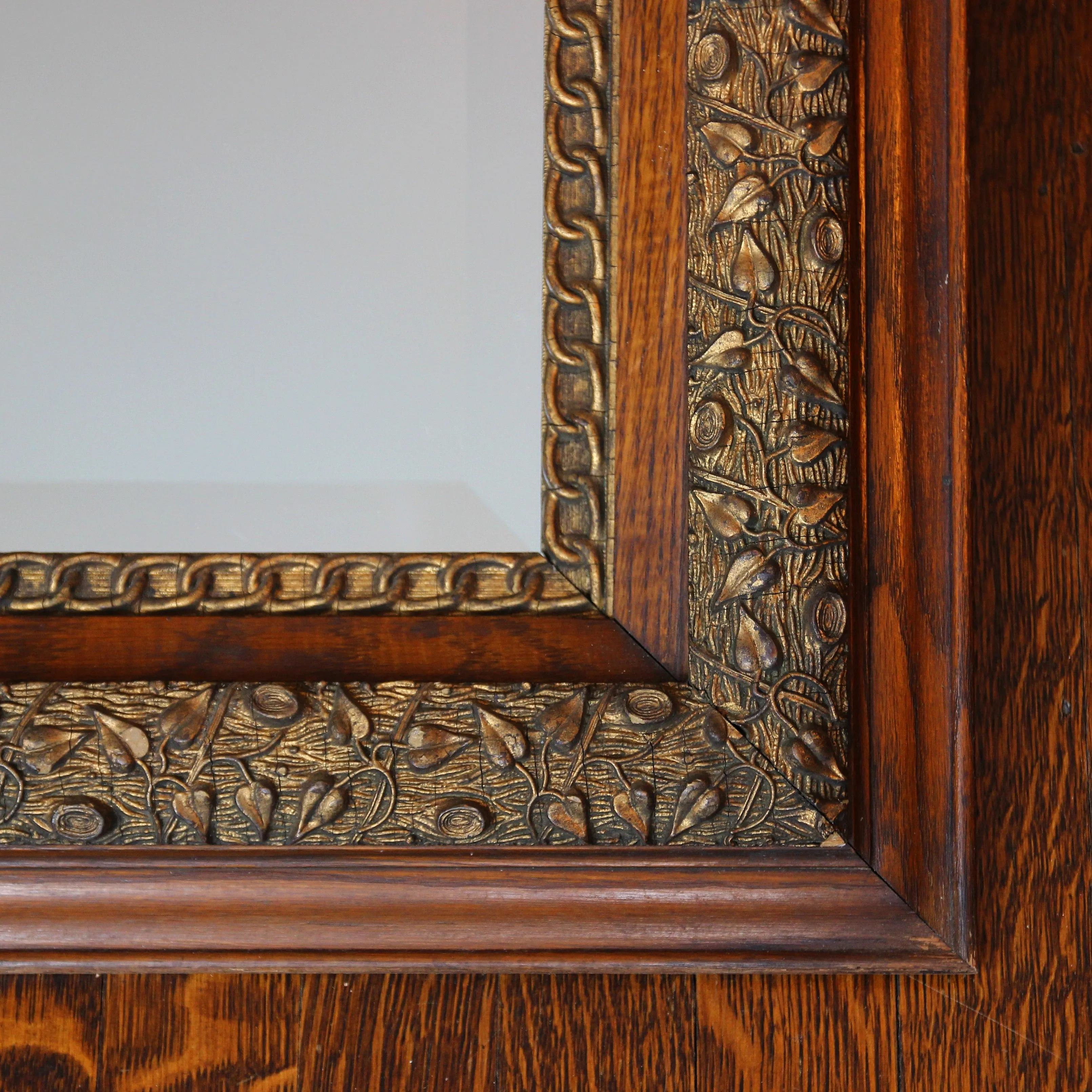 Victorian Oak Bevelled Mirror